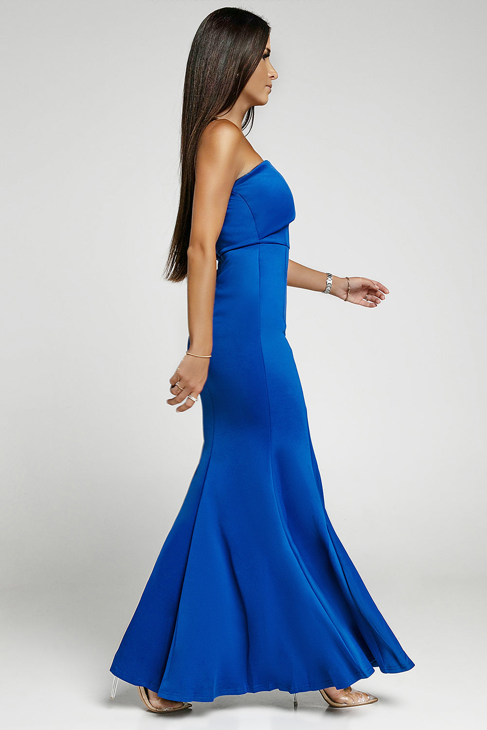 Off The Shoulder One Sleeve Slit Maxi Prom Dress