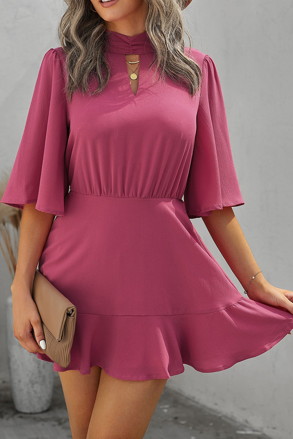 Rose Fashion Forward Keyhole Dress