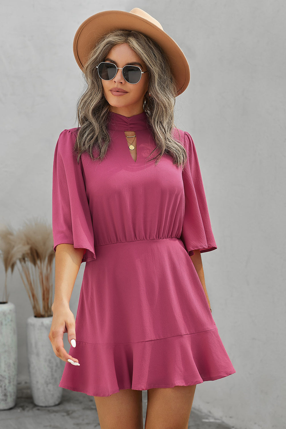 Rose Fashion Forward Keyhole Dress