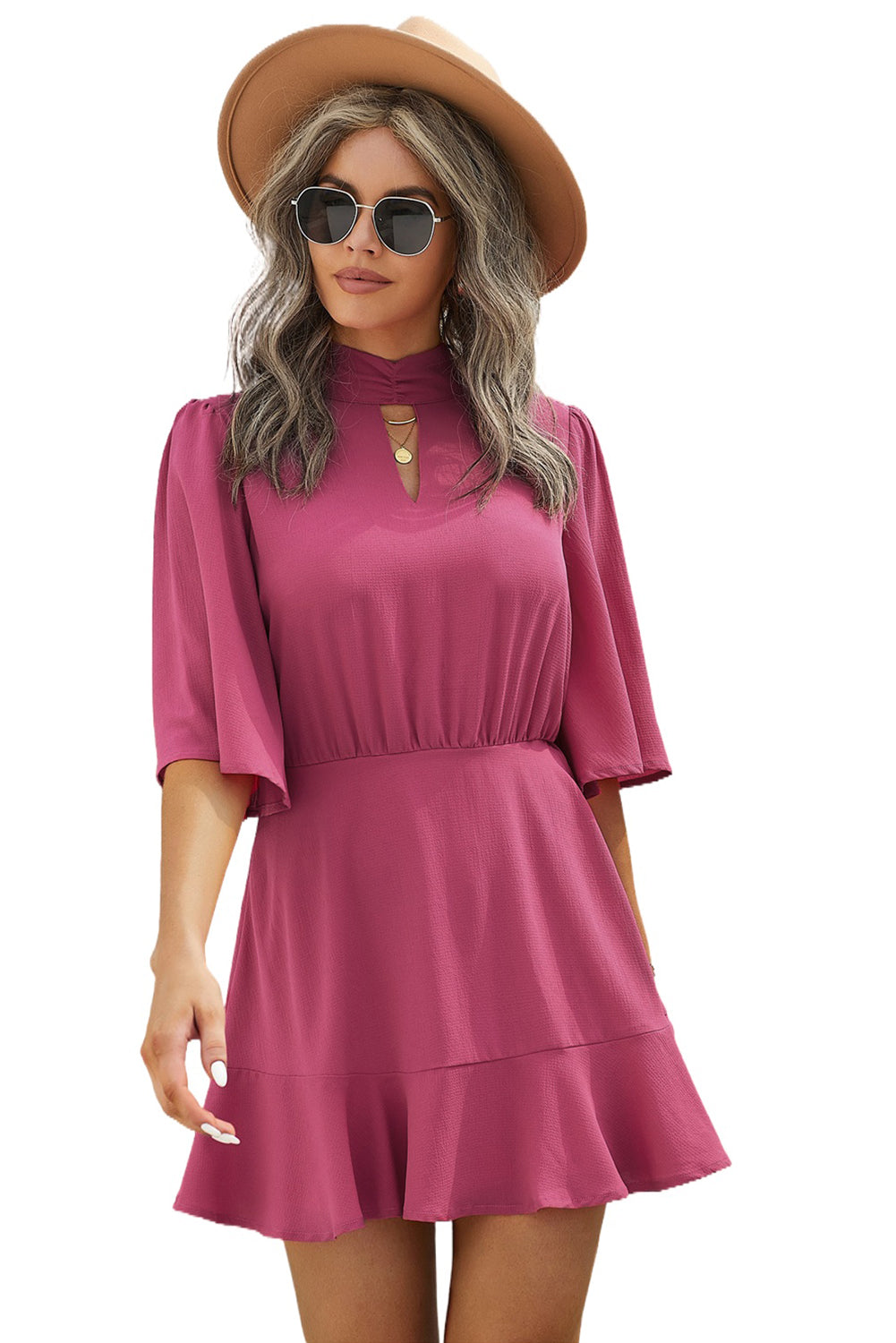 Rose Fashion Forward Keyhole Dress