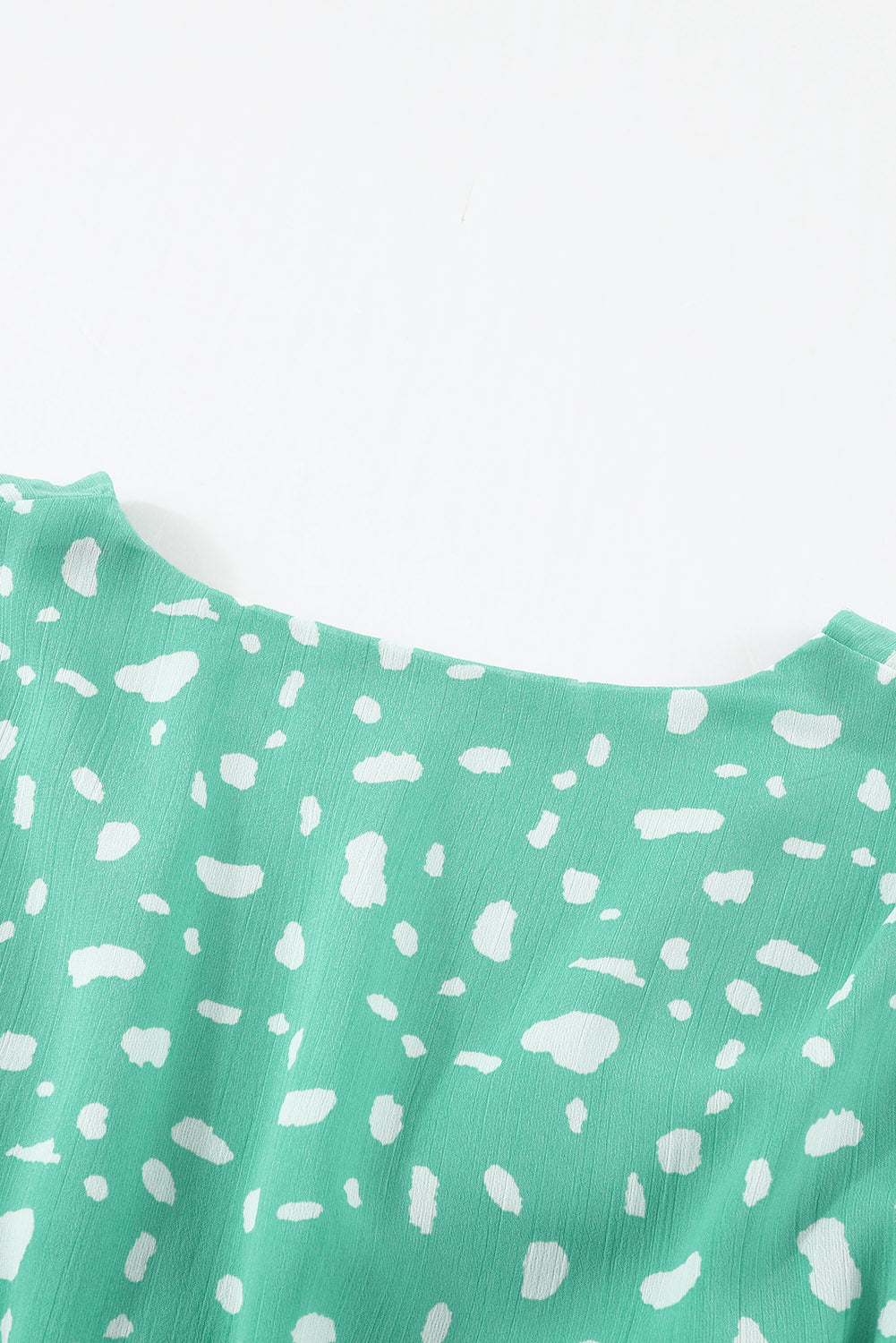 Green Polka Dot Print V Neck Mini Dress