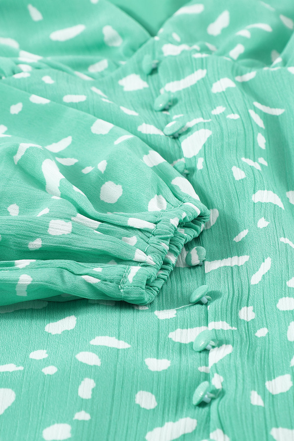 Green Polka Dot Print V Neck Mini Dress