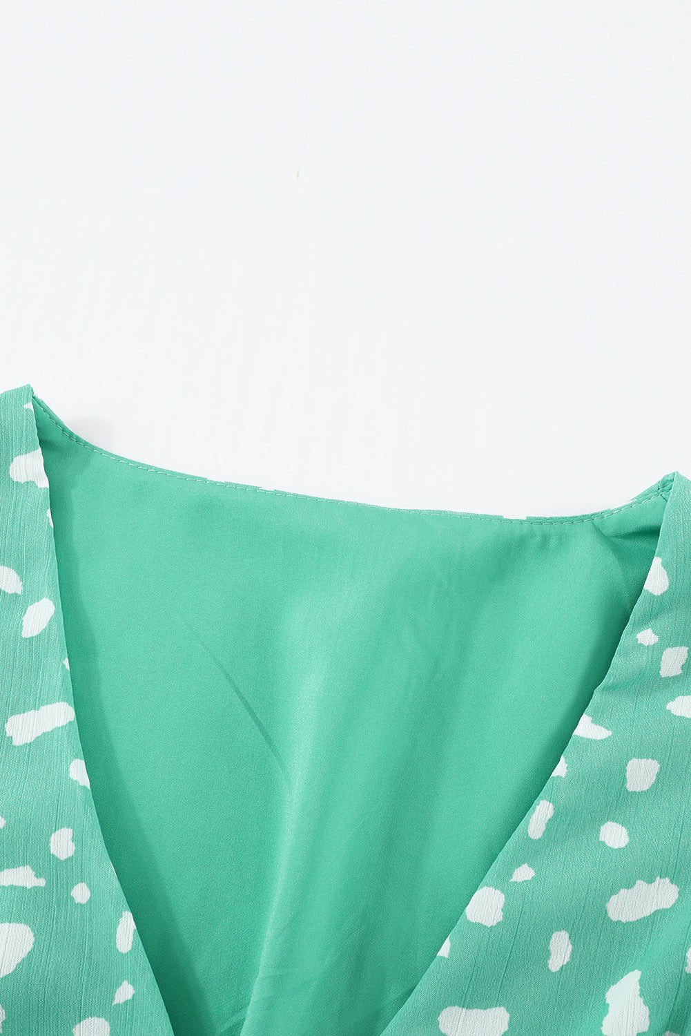 Green Polka Dot Print V Neck Mini Dress