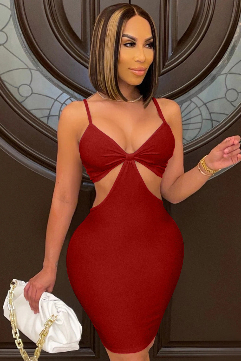 Spaghetti Straps Cutout Bodycon Mini Dress