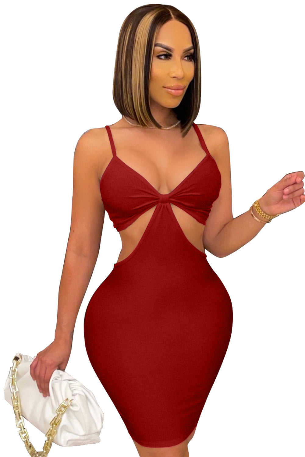 Spaghetti Straps Cutout Bodycon Mini Dress