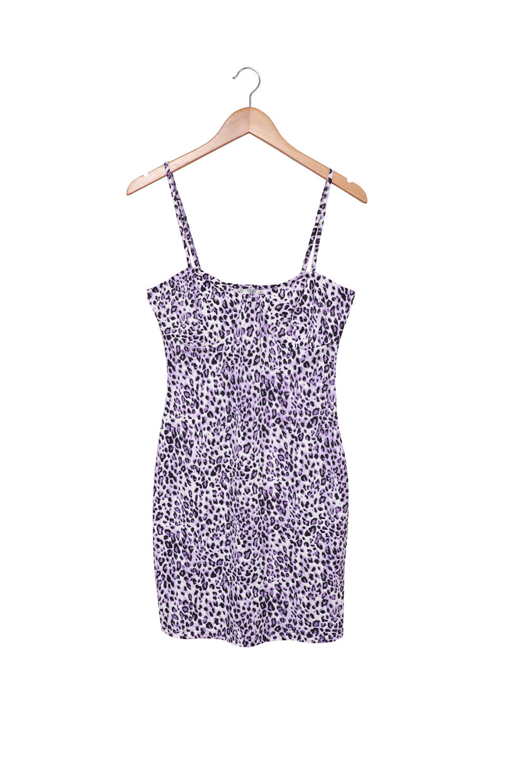 Purple Purple Leopard Print Spaghetti Strap Bodycon Mini Dress