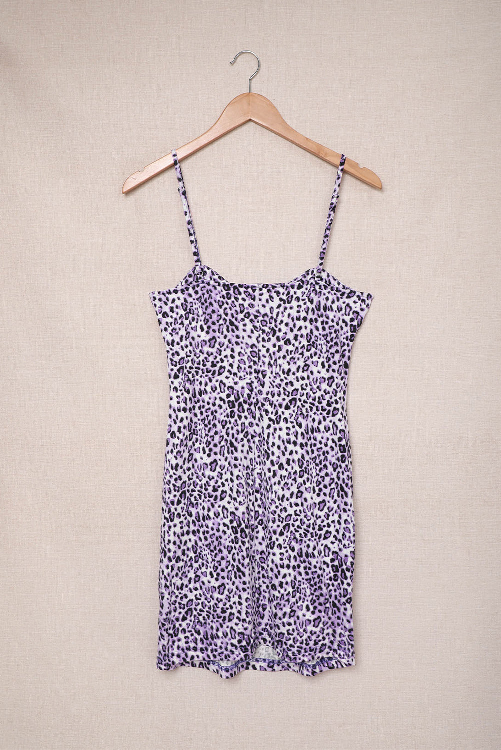 Purple Purple Leopard Print Spaghetti Strap Bodycon Mini Dress