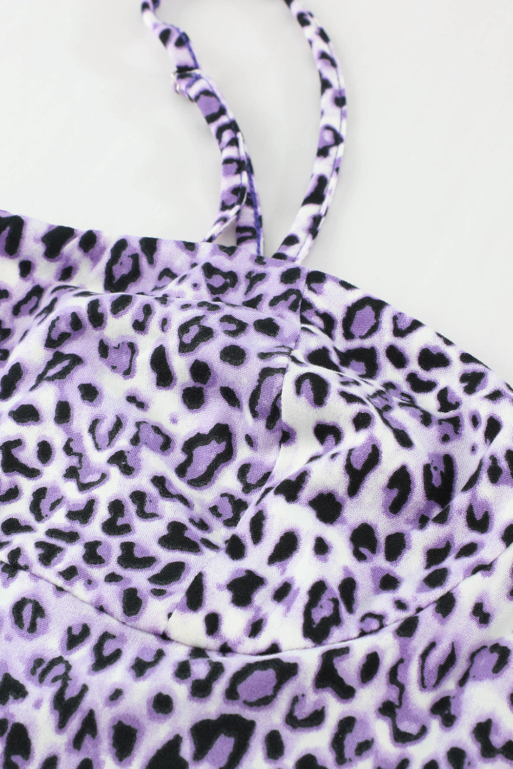 Purple Purple Leopard Print Spaghetti Strap Bodycon Mini Dress