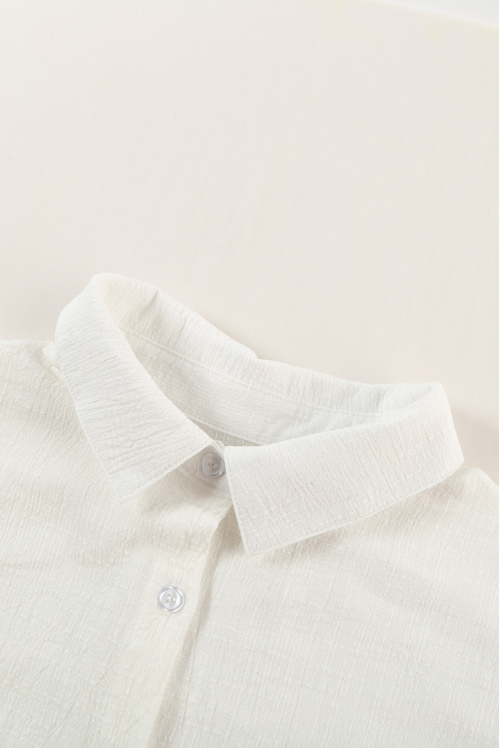 White Textured Short Sleeve Shirt