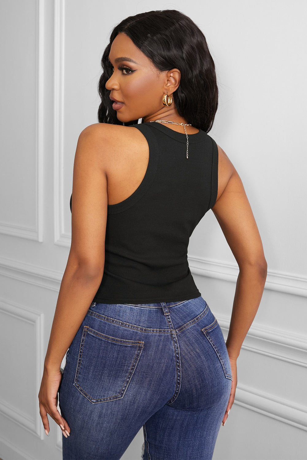 Fashion Bodycon Tight Ribbed Tank Top