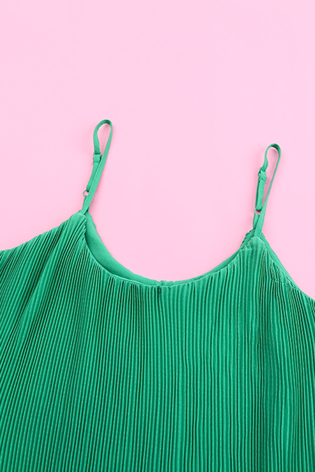 Green Crinkle Layered Camisole Tank Top