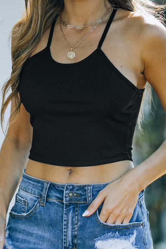 Black Rib Seamless Crop Top