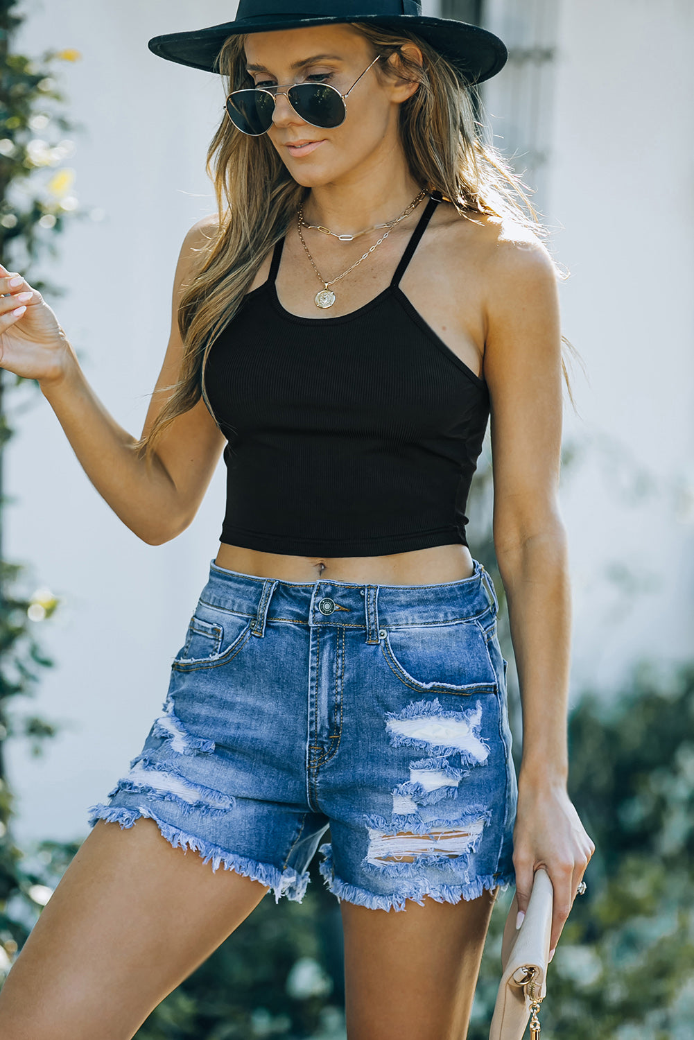 Black Rib Seamless Crop Top