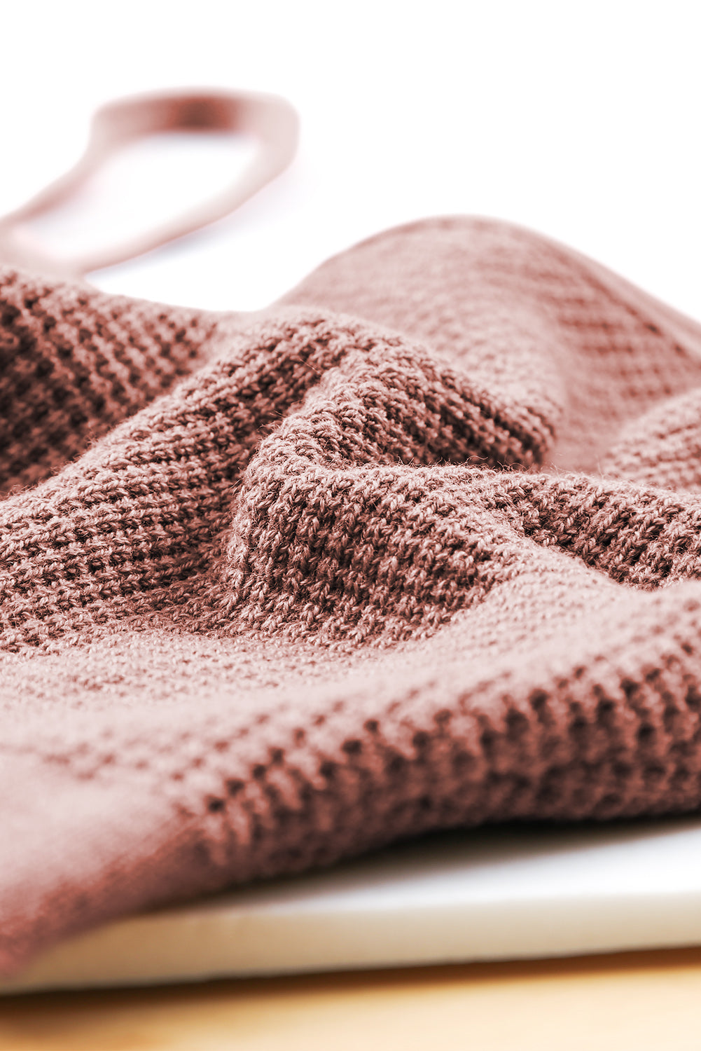 Brown Waffle Knit Skinny Fit Spaghetti Strap Crop Cami Top