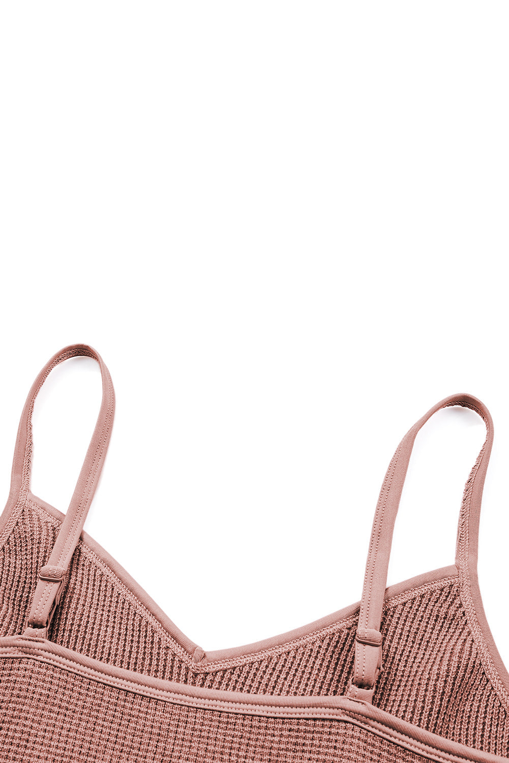 Brown Waffle Knit Skinny Fit Spaghetti Strap Crop Cami Top