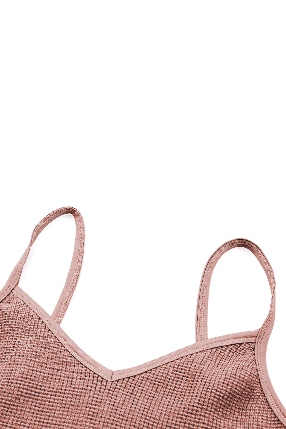 Brown Waffle Knit Skinny Fit Spaghetti Strap Crop Cami Top
