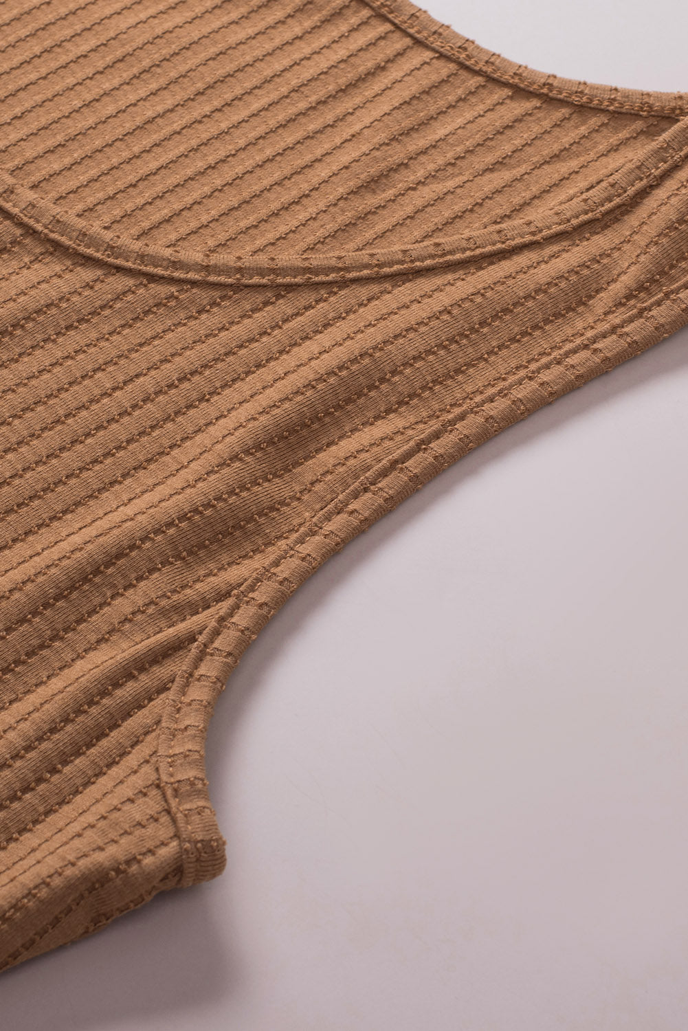 Brown Buttons Front Rib-knit Tank Crop Top