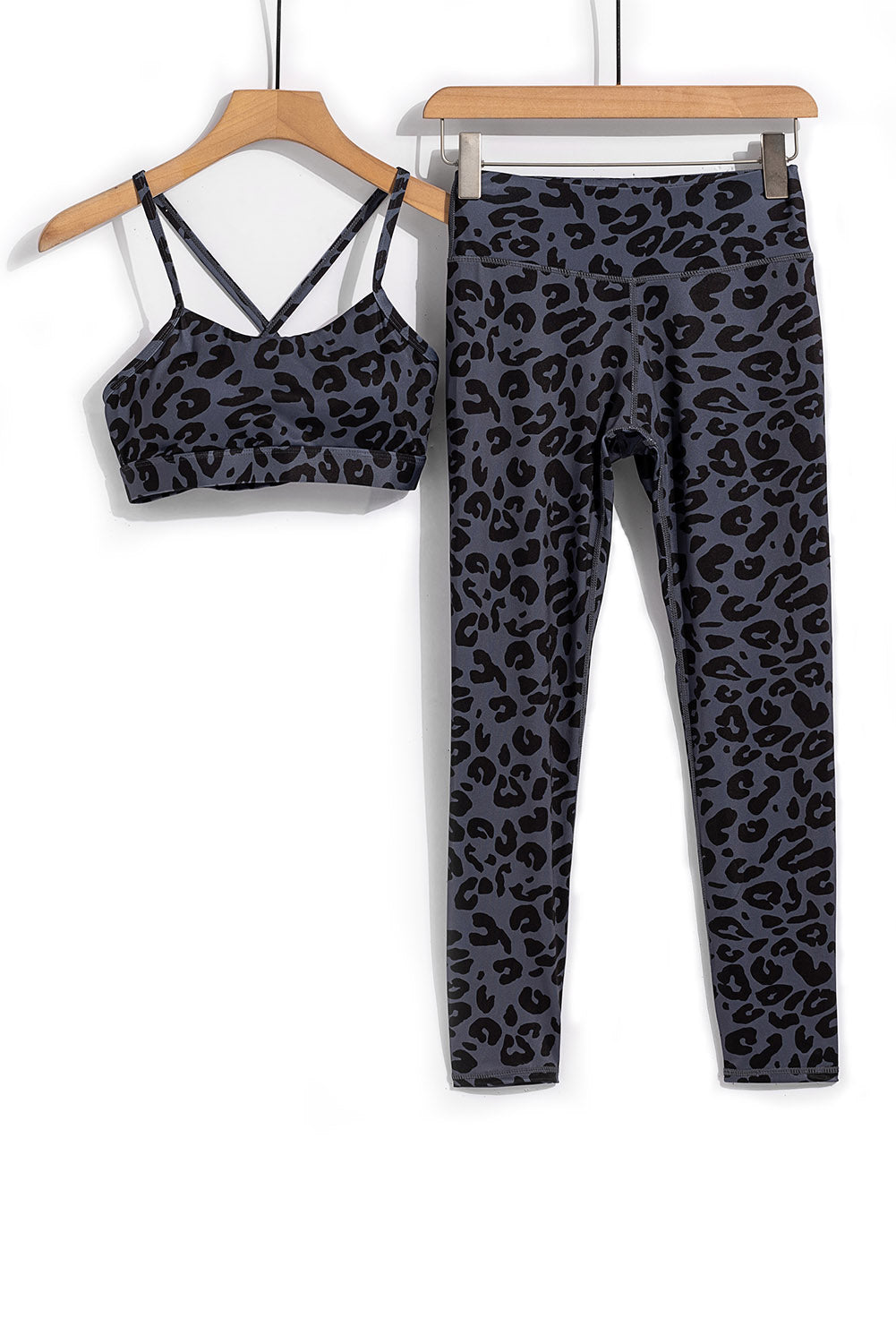 Charcoal Leopard Sports Bra (Top) and Legging Set