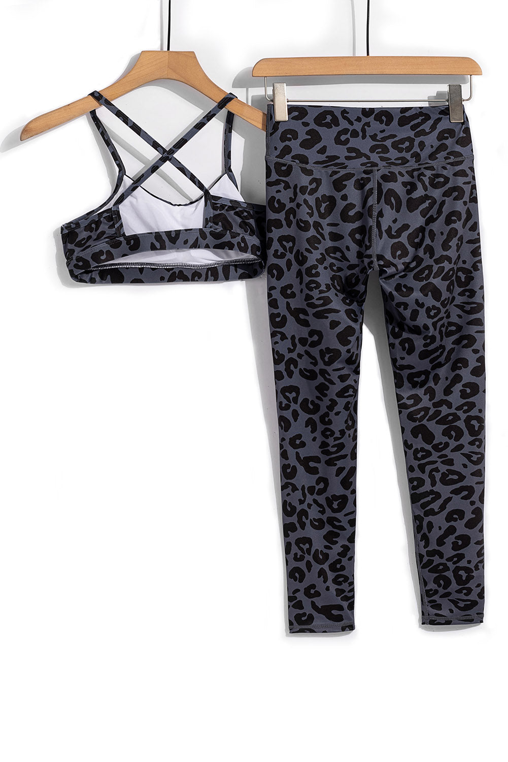 Charcoal Leopard Sports Bra (Top) and Legging Set