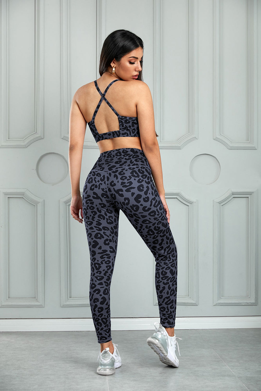 Charcoal Leopard Sports Bra (Top) and Legging Set