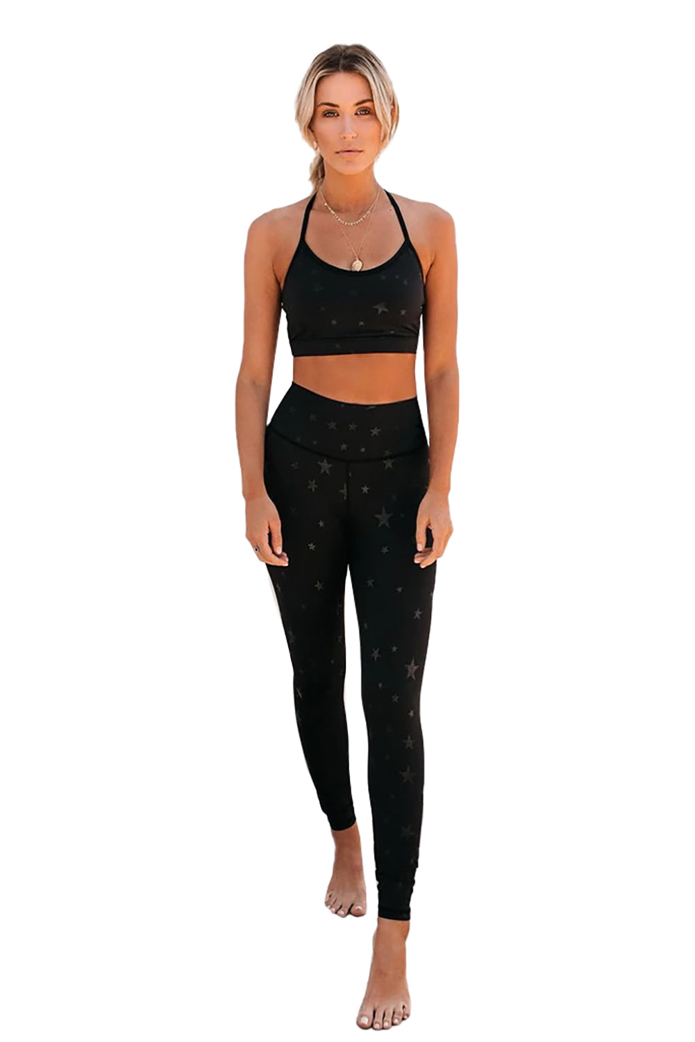 Black Printed Bra (Top) and Leggings Set