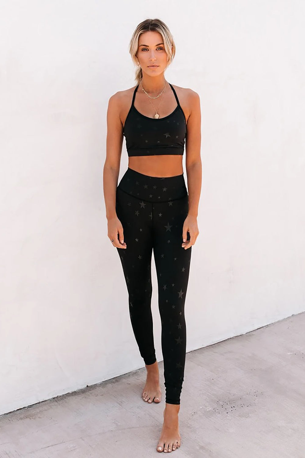 Black Printed Bra (Top) and Leggings Set