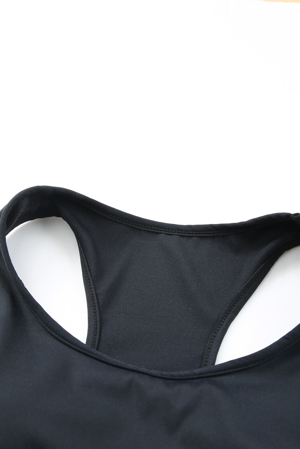 Black Two-piece Cut out Bra (Top) and Leggings Sports Wear