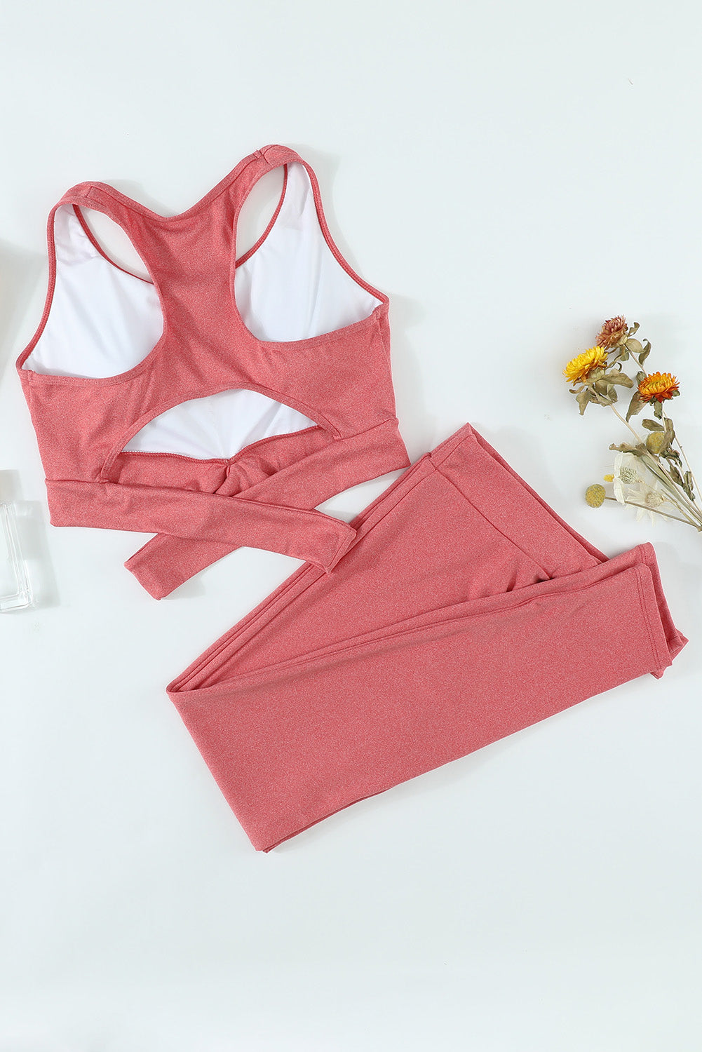 Crisscross Sports Crop Top (Bra) and Leggings Set