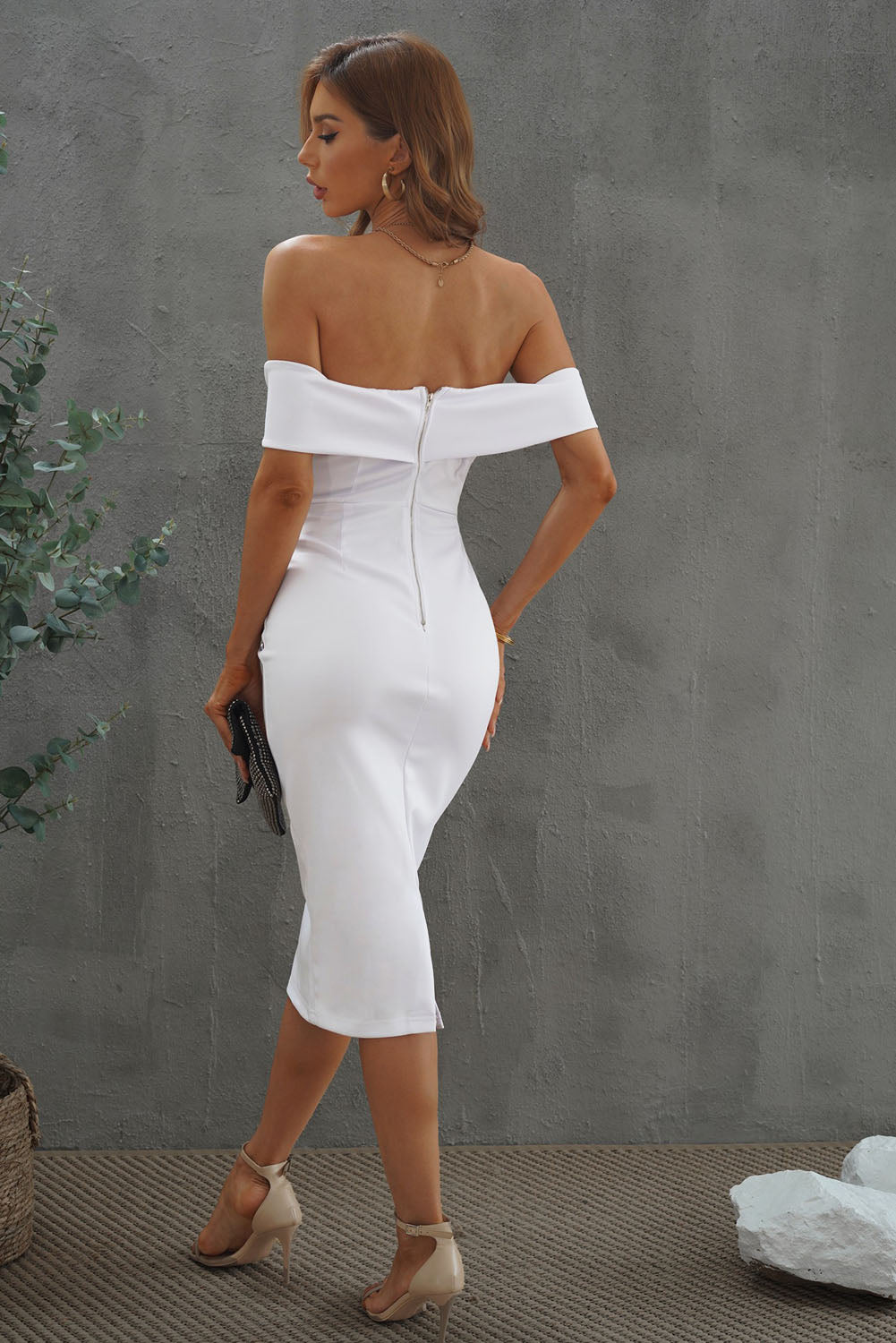 Off-the-shoulder Midi Dress