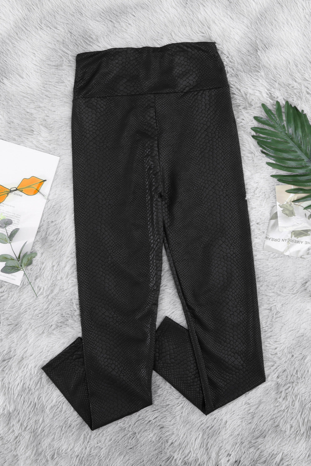 Low Shine Snake Textured Leggings