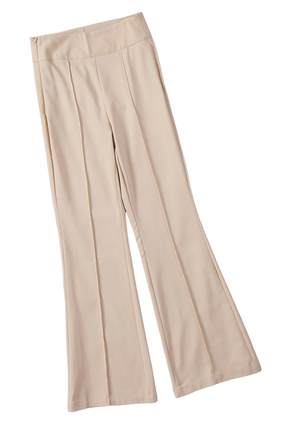 Khaki Solid Color High Waist Flared Leg Pants