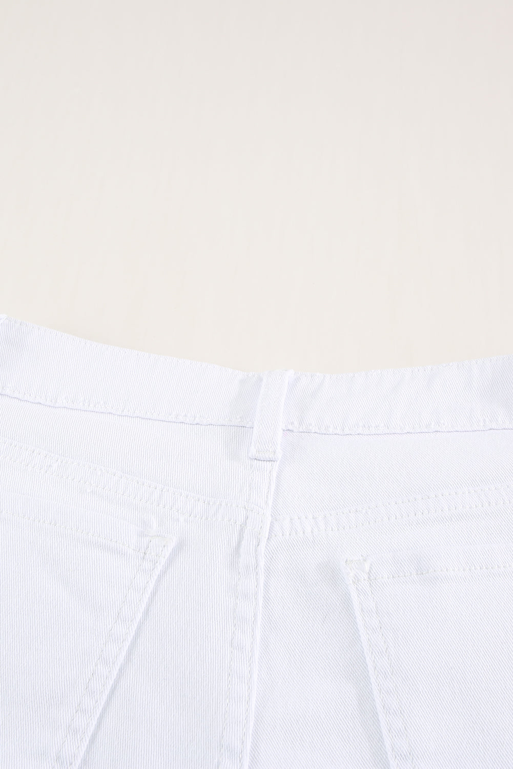 White Rolled-up High Waist Distressed Denim Short