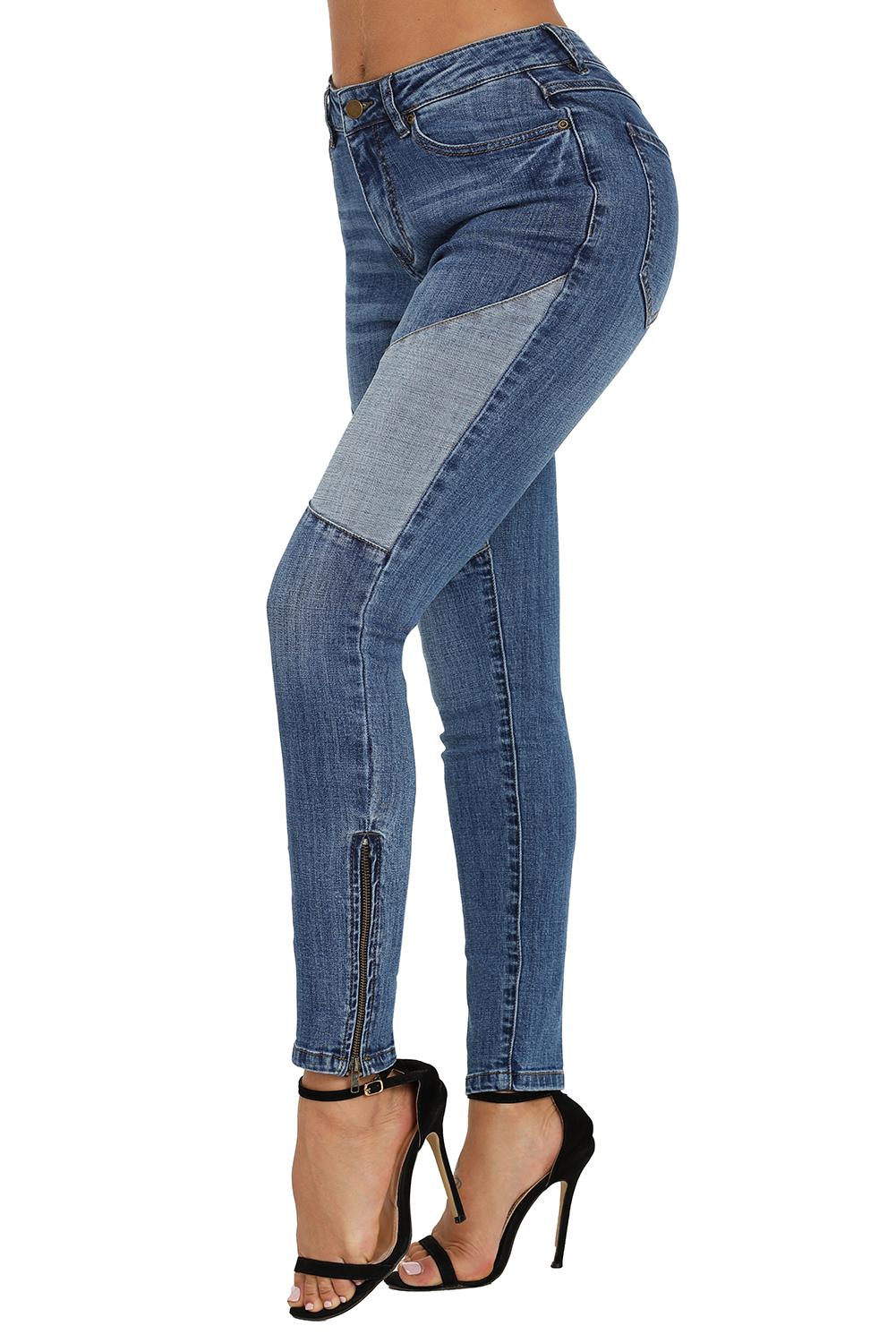 Color Block High Waist Skinny Jeans