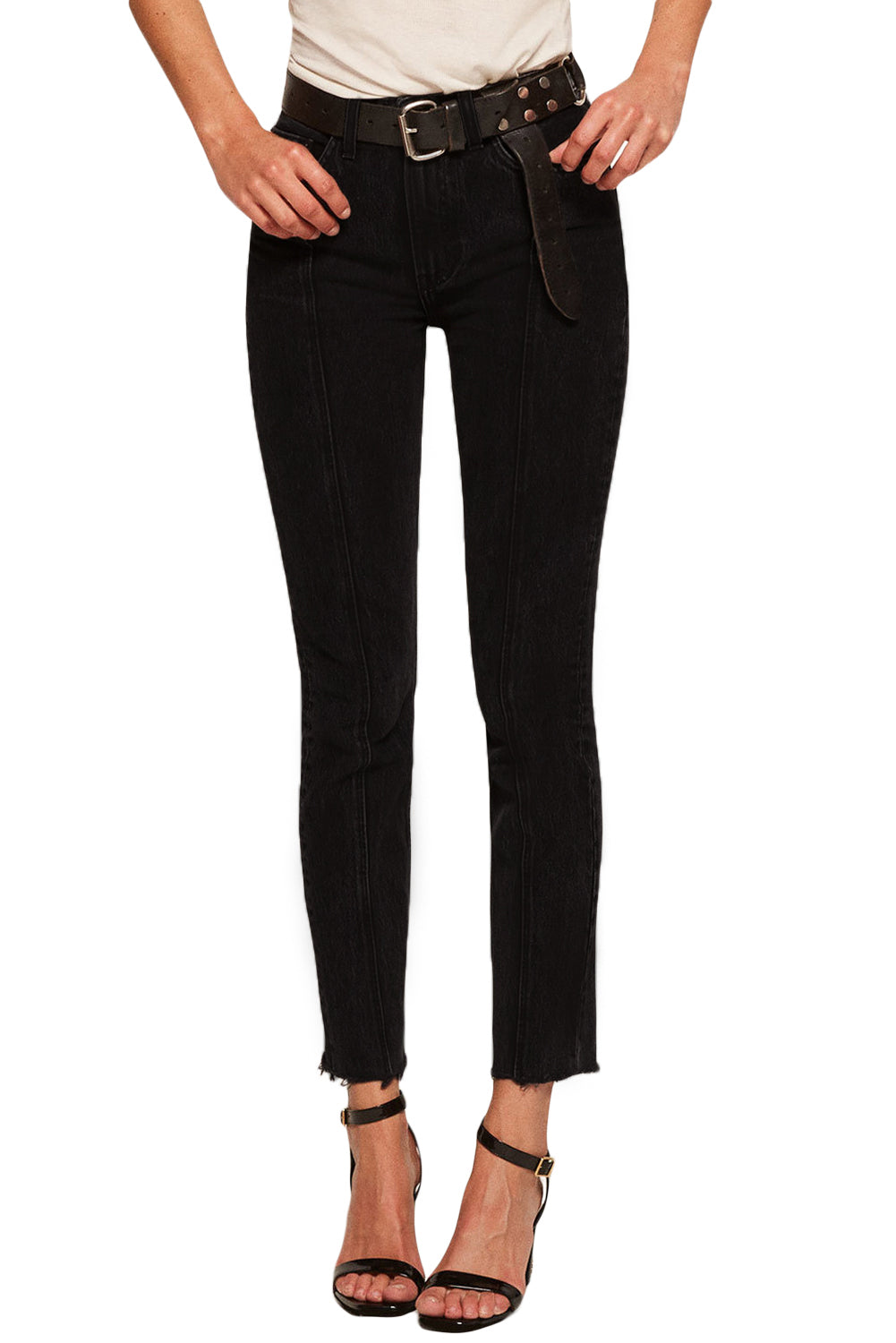 Black Seamed Cropped Jeans