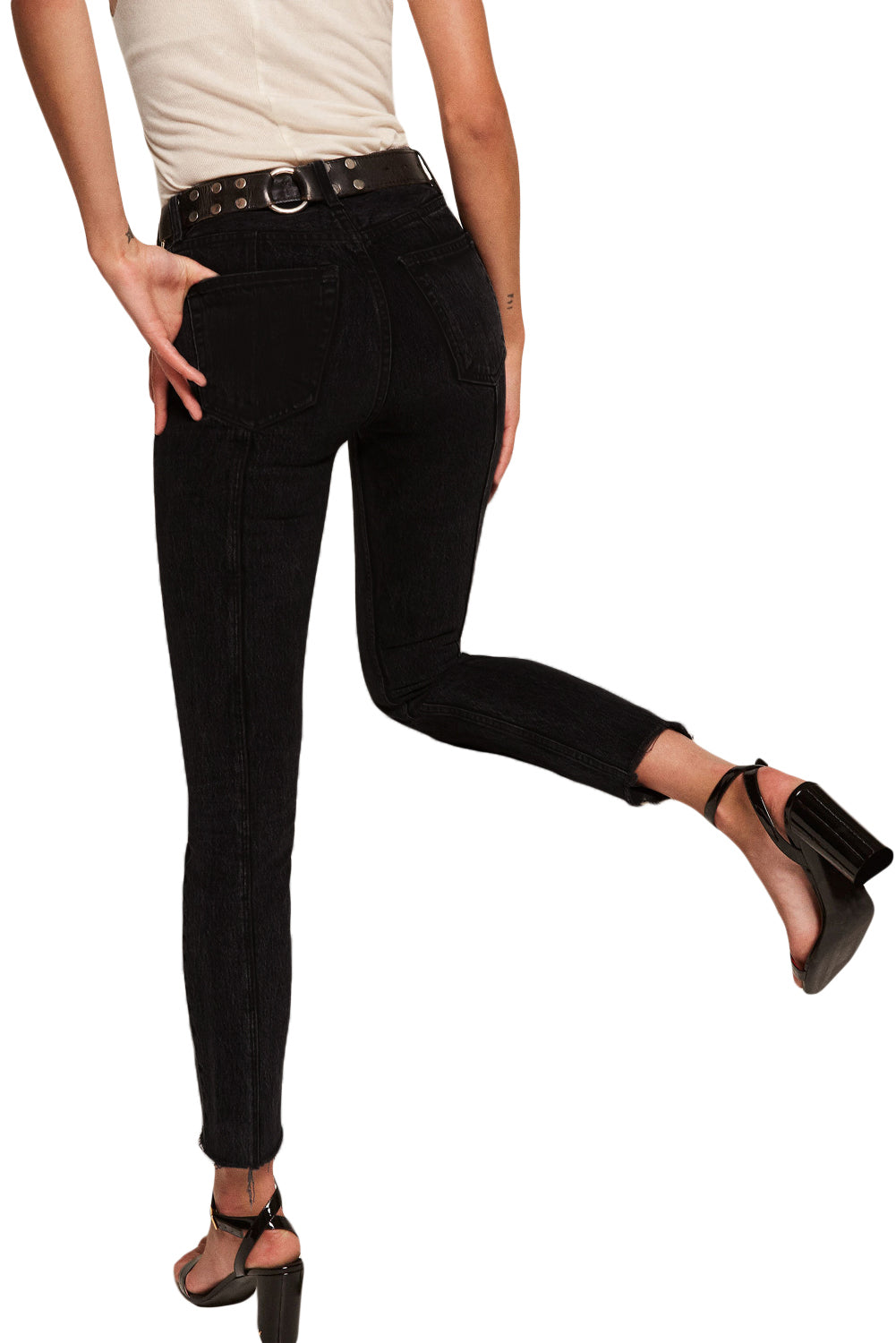 Black Seamed Cropped Jeans