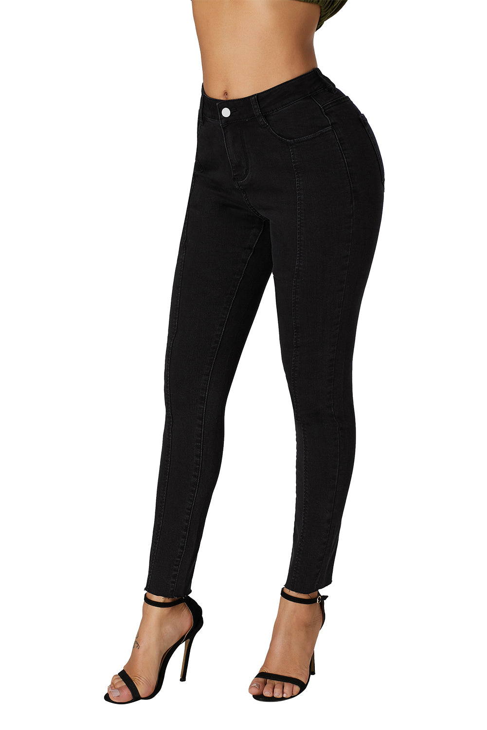 Black Seamed Cropped Jeans