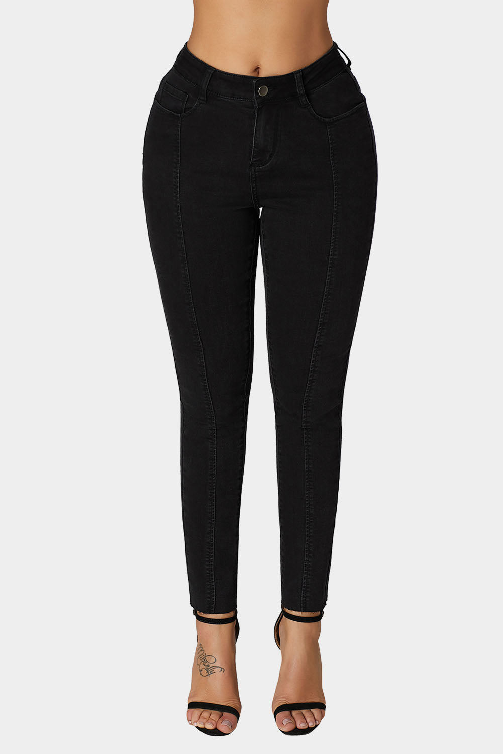 Black Seamed Cropped Jeans